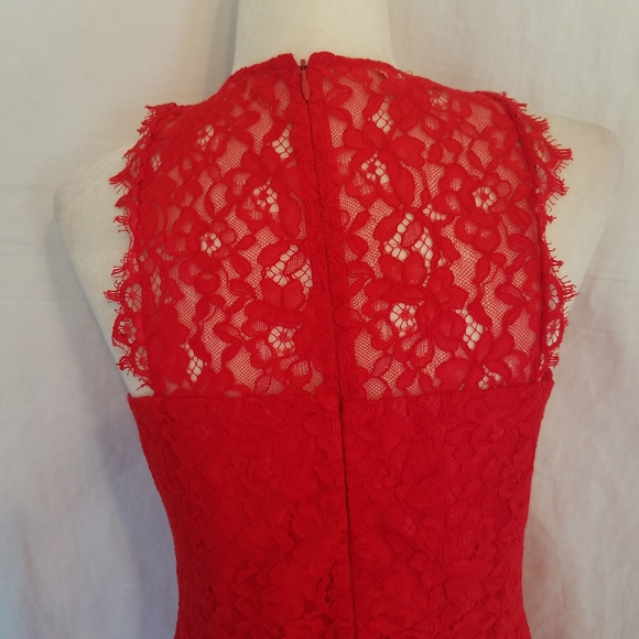 Shoshanna Red Lace Sleeveless Dress - Picture 7 of 11